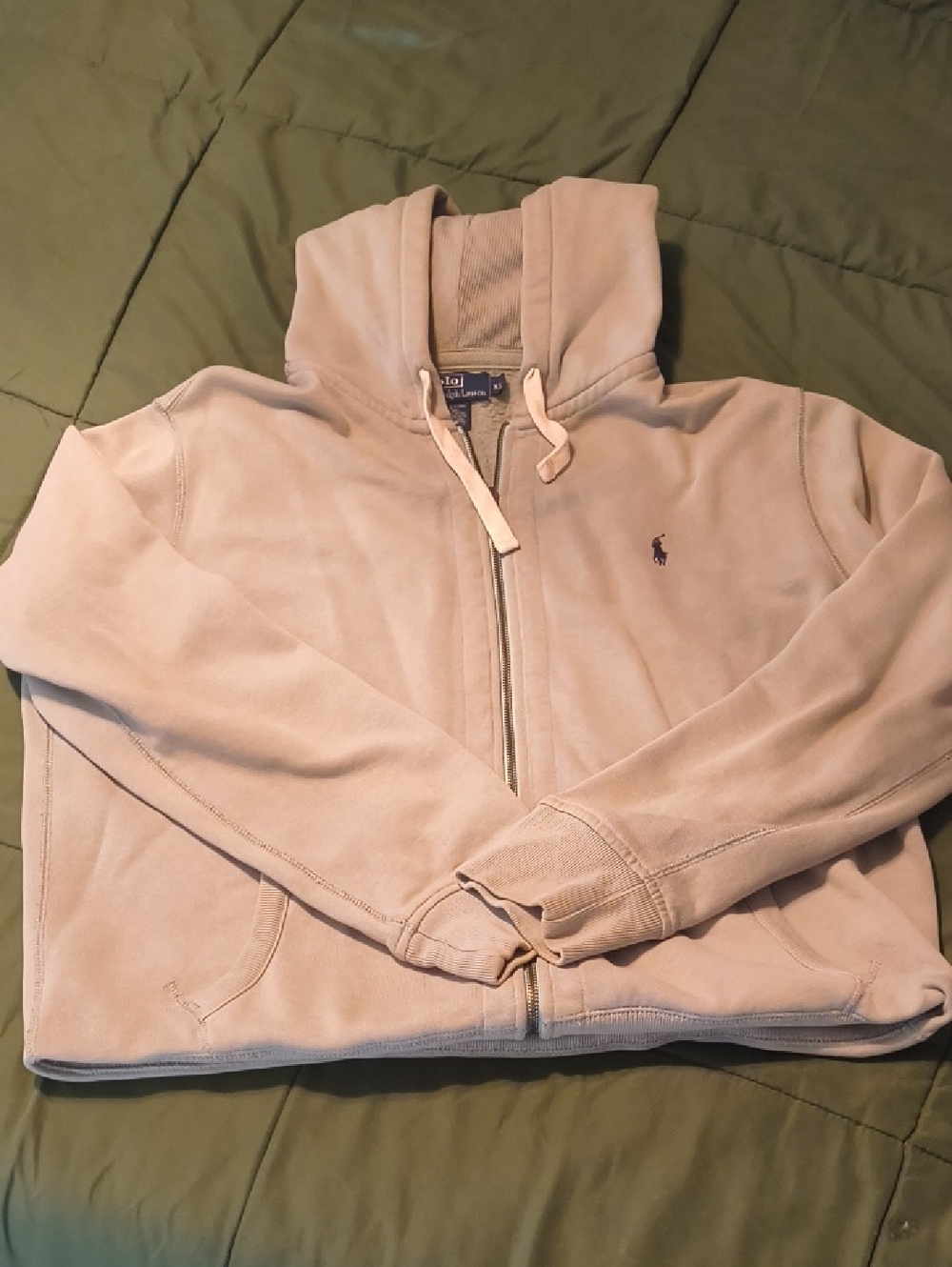 Polo by Ralph Lauren Men’s Light Beige Zip-Up Hoodie Sweater